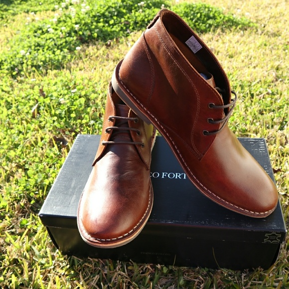 dark brown leather chukka boots